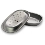 Stainless Steel Soap Dish Highly Reliable and Durable Double Layers Metal Soap Holder with Draining Tray Bathroom Shower, Kitchen Sink Oval1