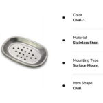 Stainless Steel Soap Dish Highly Reliable and Durable Double Layers Metal Soap Holder with Draining Tray Bathroom Shower, Kitchen Sink Oval1