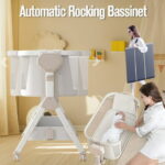 SteAnny Bassinet,Electric Bedside Bassinet,Automatic Rocking Newborn Co-Sleeper, Unisex Travel Cribs(gray)