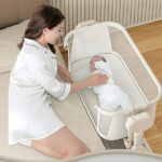 SteAnny Bassinet,Electric Bedside Bassinet,Automatic Rocking Newborn Co-Sleeper, Unisex Travel Cribs(gray)