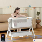 SteAnny Bassinet,Electric Bedside Bassinet,Automatic Rocking Newborn Co-Sleeper, Unisex Travel Cribs(gray)