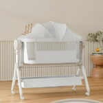 SteAnny Bassinet,Electric Bedside Bassinet,Automatic Rocking Newborn Co-Sleeper, Unisex Travel Cribs(gray)