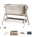 SteAnny Bassinet,Electric Rocking Bassinet,Bedside Co-Sleeper,Unisex Baby Travel Bed with Wheels(Khaki)