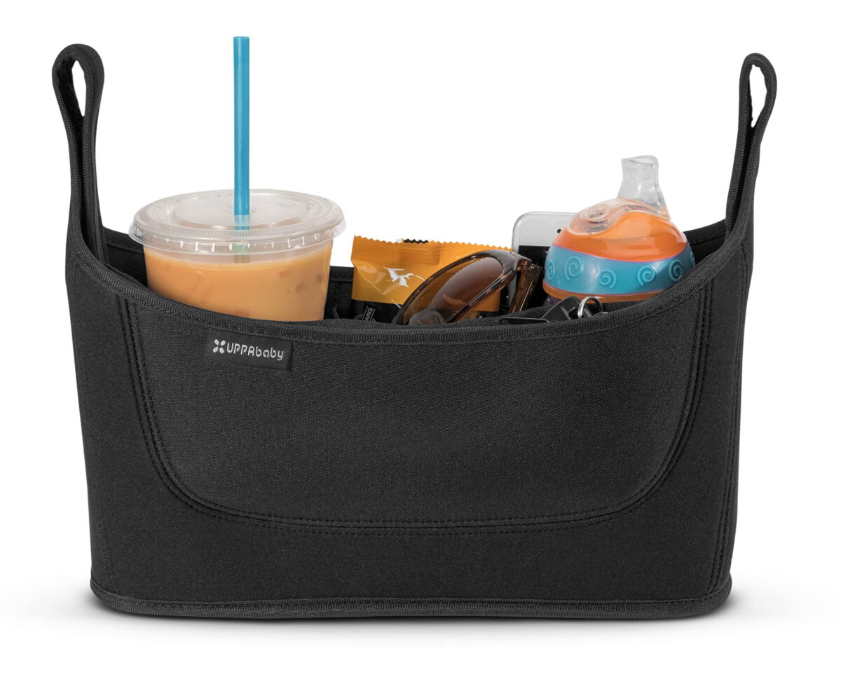 Stroller Organizer for Stroller Cup Holder, Stroller Bag Fits for Uppababy and Nearly Any Stroller, with Detachable Adjustable Shoulder Strap (Black)