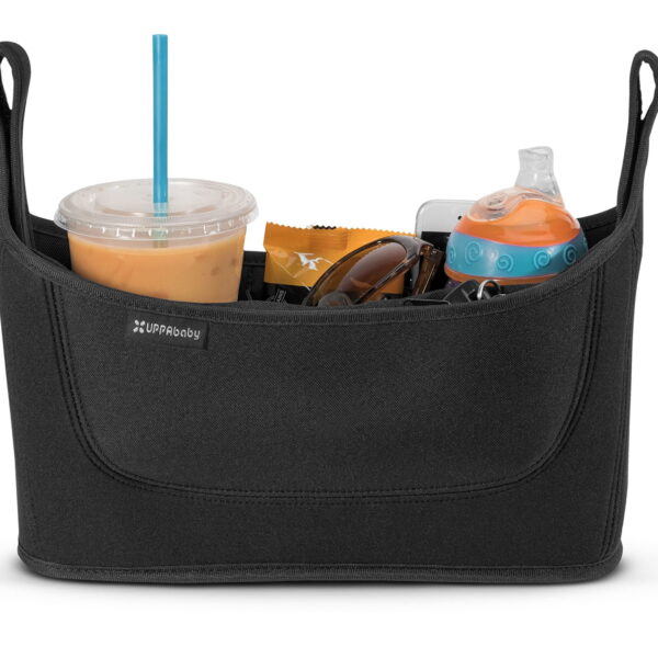 Stroller Organizer for Stroller Cup Holder, Stroller Bag Fits for Uppababy and Nearly Any Stroller, with Detachable Adjustable Shoulder Strap (Black)