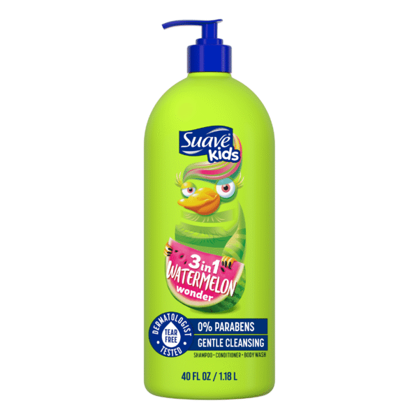 Suave Kids 3-in-1 Shampoo, Conditioner & Body Wash, Watermelon, Tear Free Formula, 40 fl oz