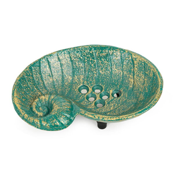 Sungmor Heavy Duty Cast Iron Soap Holder, Vintage Bar Soap Dish for Kitchen Bathroom Sink, Lovely Seashell Shape & Antique Green Sponge Dish Soap Tray, Decorative Jewelry Holder...