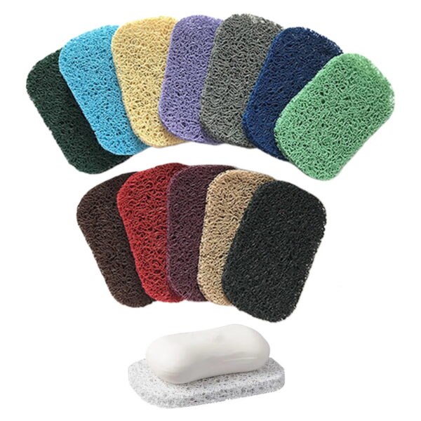 Sunjoy Tech 5 Pack Non-Slip Soap Holder Mat BPA-Free Soap Savers Pads Self Draining Soap Bars Pads Cutable Woven Mat for Bathroom Kitchen Shower Sink Soap Dish