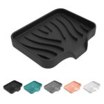 Sunshinehomely Silicone Sink Sponge Holder, Sponge Holder for Kitchen Sink, Silicone Bathroom Soap Dishes with Drain Spout, Silicone Dish Soap Tray, Shower Soap Holder, Kitchen...