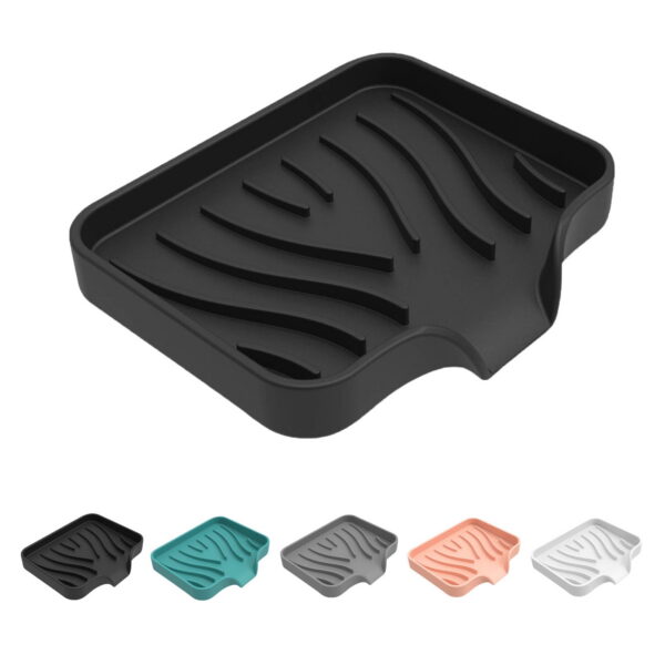 Sunshinehomely Silicone Sink Sponge Holder, Sponge Holder for Kitchen Sink, Silicone Bathroom Soap Dishes with Drain Spout, Silicone Dish Soap Tray, Shower Soap Holder, Kitchen...