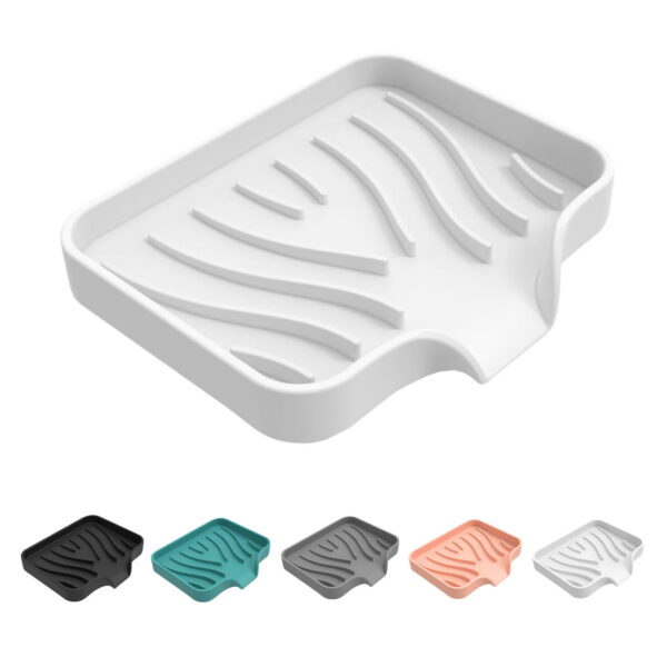 Sunshinehomely Silicone Sink Sponge Holder, Sponge Holder for Kitchen Sink, Silicone Bathroom Soap Dishes with Drain Spout, Silicone Dish Soap Tray, Shower Soap Holder, Kitchen...