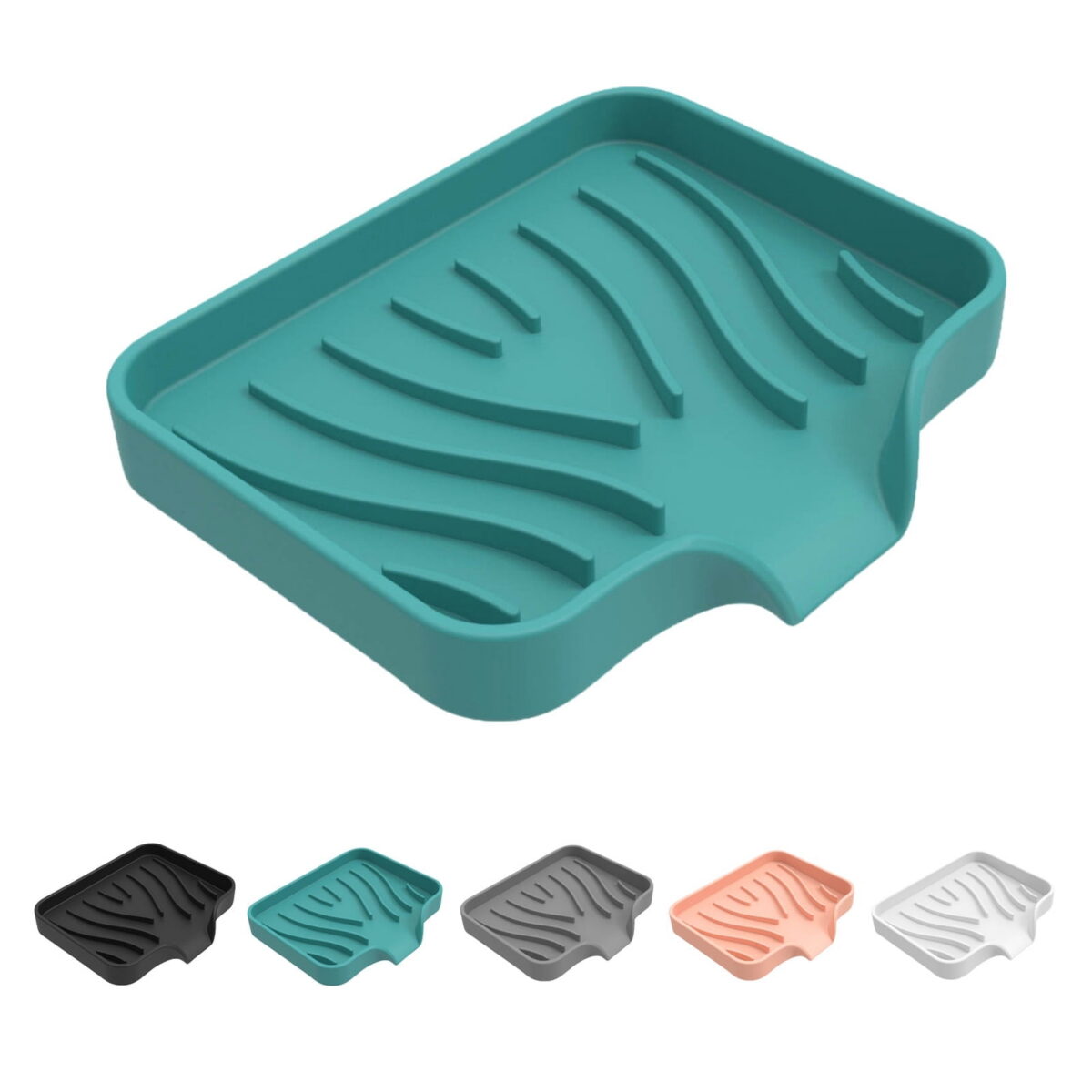 Sunshinehomely Silicone Sink Sponge Holder, Sponge Holder for Kitchen Sink, Silicone Bathroom Soap Dishes with Drain Spout, Silicone Dish Soap Tray, Shower Soap Holder, Kitchen...