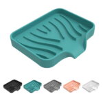 Sunshinehomely Silicone Sink Sponge Holder, Sponge Holder for Kitchen Sink, Silicone Bathroom Soap Dishes with Drain Spout, Silicone Dish Soap Tray, Shower Soap Holder, Kitchen...