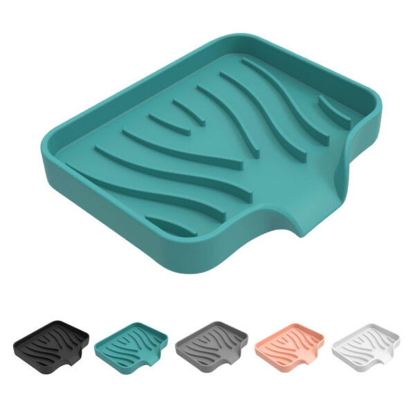 Sunshinehomely Silicone Sink Sponge Holder, Sponge Holder for Kitchen Sink, Silicone Bathroom Soap Dishes with Drain Spout, Silicone Dish Soap Tray, Shower Soap Holder, Kitchen...