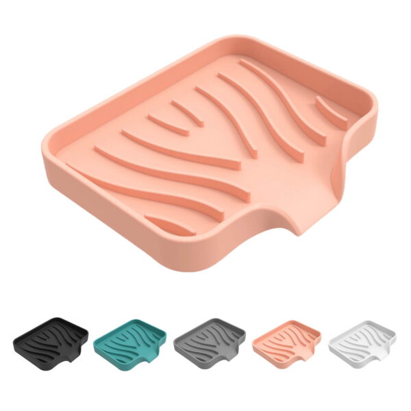 Sunshinehomely Silicone Sink Sponge Holder, Sponge Holder for Kitchen Sink, Silicone Bathroom Soap Dishes with Drain Spout, Silicone Dish Soap Tray, Shower Soap Holder, Kitchen...