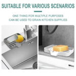 Sunshinehomely Silicone Sink Sponge Holder, Sponge Holder for Kitchen Sink, Silicone Bathroom Soap Dishes with Drain Spout, Silicone Dish Soap Tray, Shower Soap Holder, Kitchen...