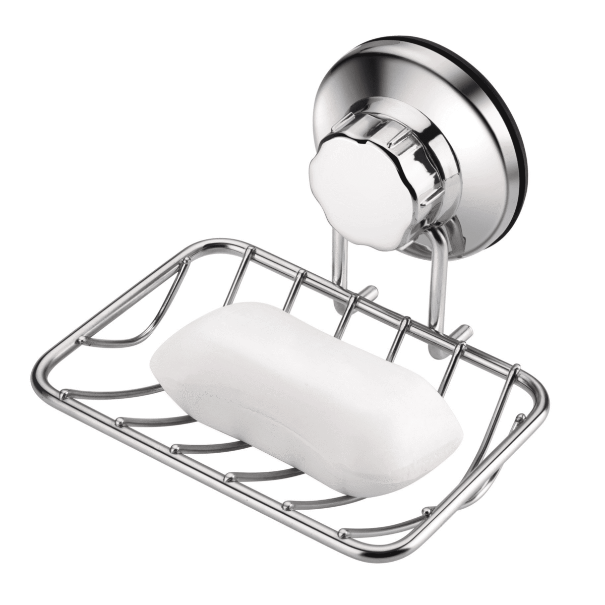 Super Powerful Vacuum Suction Cup Shower Soap Dish - Strong Rustproof Stainless Steel Soap Saver Sponge Holder for Bathroom & Kitchen Sink