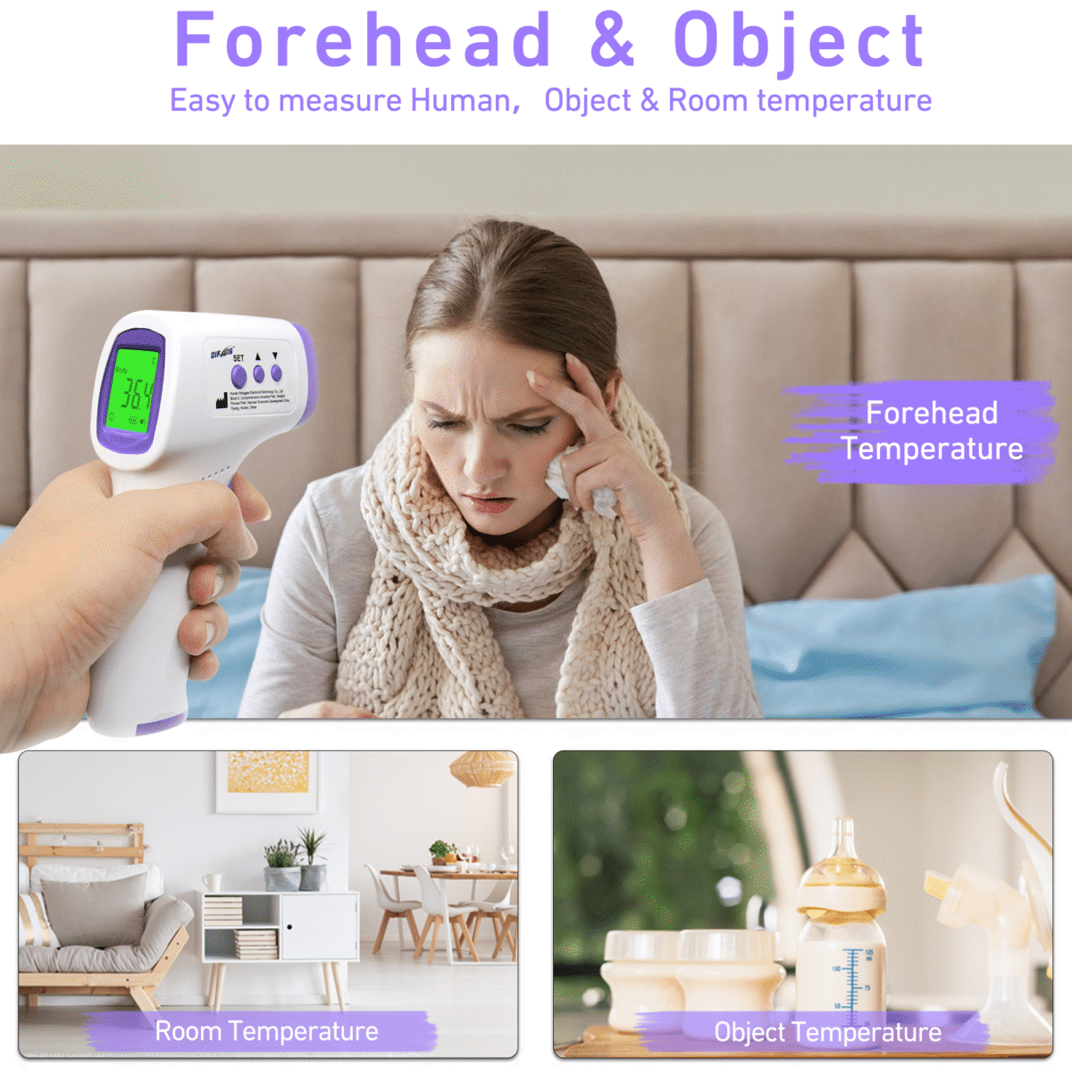 SUPTREE Non-Contact Digital Infrared Forehead Thermometer for Adult Body