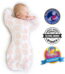 SwaddleDesigns Transitional Swaddle Sack - Arms up 1/2-Length Sleeves & Mitten Cuffs, Heavenly Floral Shimmer, Pink Small, 0-3 Months