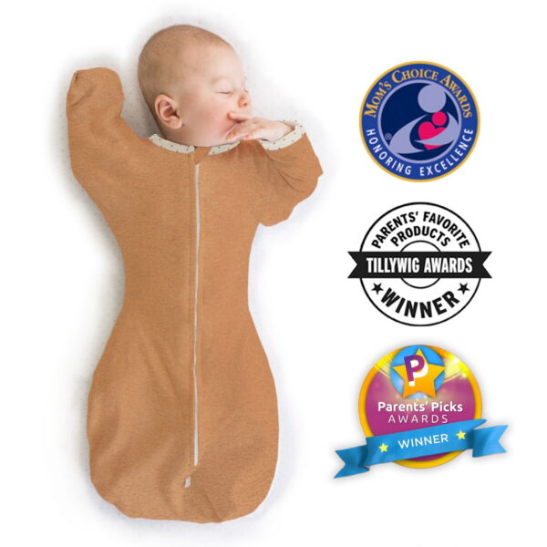 SwaddleDesigns Transitional Swaddle Sack, Arms Up Swaddle with Half-Length Sleeves & Mitten Cuffs, Easy Transition Swaddle Sleep Sack, Small, 0-3 Months, 6-14 lb, Heathered...