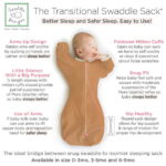 SwaddleDesigns Transitional Swaddle Sack, Arms Up Swaddle with Half-Length Sleeves & Mitten Cuffs, Easy Transition Swaddle Sleep Sack, Small, 0-3 Months, 6-14 lb, Heathered...