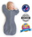 SwaddleDesigns Transitional Swaddle Sack, Arms Up Swaddle with Half-Length Sleeves & Mitten Cuffs, Easy Transition Swaddle Sleep Sack, Large, 6-9 Months, 21-24 lb, Heathered Denim