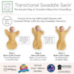 SwaddleDesigns Transitional Swaddle Sack, Arms Up Swaddle with Half-Length Sleeves & Mitten Cuffs, Easy Transition Swaddle Sleep Sack, Small, 0-3 Months, 6-14 lb, Heathered Gold