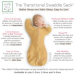 SwaddleDesigns Transitional Swaddle Sack, Arms Up Swaddle with Half-Length Sleeves & Mitten Cuffs, Easy Transition Swaddle Sleep Sack, Small, 0-3 Months, 6-14 lb, Heathered Gold