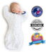 SwaddleDesigns Transitional Swaddle Sack with Arms Up Half-Length Sleeves and Mitten Cuffs, Better Sleep for Baby Boy, Tiny Triangle Shimmer, Blue, Small, 0-3 Mo, 6-14 lbs
