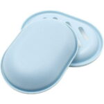 Syenll 2 Pack Soap Dish with Drain, Double Layer Plastic Draining Soap Holder for Bathroom Shower Kitchen (Blue)