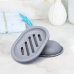 Syenll 2 Pack Soap Dish with Drain, Double Layer Plastic Draining Soap Holder for Bathroom Shower Kitchen (Gray)