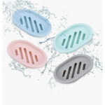 Syenll 2 Pack Soap Dish with Drain, Double Layer Plastic Draining Soap Holder for Bathroom Shower Kitchen (Gray)