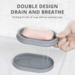 Syenll 2 Pack Soap Dish with Drain, Double Layer Plastic Draining Soap Holder for Bathroom Shower Kitchen (Gray)