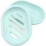 Syenll 2 Pack Soap Dish with Drain, Double Layer Plastic Draining Soap Holder for Bathroom Shower Kitchen (Green)