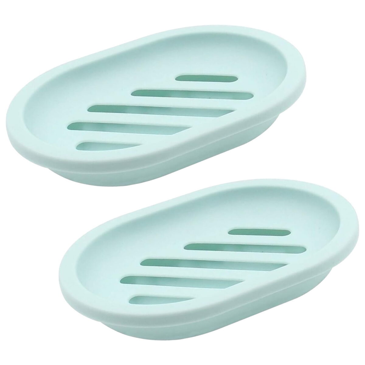 Syenll 2 Pack Soap Dish with Drain, Double Layer Plastic Draining Soap Holder for Bathroom Shower Kitchen (Green)