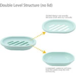 Syenll 2 Pack Soap Dish with Drain, Double Layer Plastic Draining Soap Holder for Bathroom Shower Kitchen (Green)