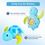 Syenll Baby Bath Toys, 3 Pack Swimming Turtle Bath Toys for Toddlers, Bathtub Wind up Water Toy for 1 2 3 4 5 Year Old Child Kids