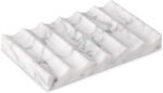 TABHOUKIT Luxury Marble Soap Dish Tray,Rectangle Stone Marble Soap Tray,Self Draining Soap Holder for Bathroom, Kitchen (Carrara White)