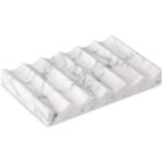 TABHOUKIT Luxury Marble Soap Dish Tray,Rectangle Stone Marble Soap Tray,Self Draining Soap Holder for Bathroom, Kitchen (Carrara White)