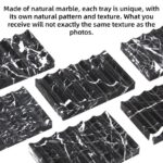 TABHOUKIT Luxury Marble Soap Dish Tray,Rectangle Stone Marble Soap Tray,Self Draining Soap Holder for Bathroom, Kitchen (Black White)