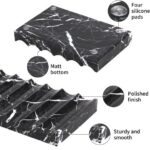 TABHOUKIT Luxury Marble Soap Dish Tray,Rectangle Stone Marble Soap Tray,Self Draining Soap Holder for Bathroom, Kitchen (Black White)