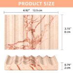 TABHOUKIT Luxury Marble Soap Dish Tray,Rectangle Stone Marble Soap Tray,Self Draining Soap Holder for Bathroom, Kitchen (Pink)