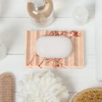 TABHOUKIT Luxury Marble Soap Dish Tray,Rectangle Stone Marble Soap Tray,Self Draining Soap Holder for Bathroom, Kitchen (Pink)