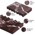 TABHOUKIT Luxury Marble Soap Dish Tray,Rectangle Stone Marble Soap Tray,Self Draining Soap Holder for Bathroom, Kitchen (Rosso Lepanto)