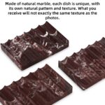 TABHOUKIT Luxury Marble Soap Dish Tray,Rectangle Stone Marble Soap Tray,Self Draining Soap Holder for Bathroom, Kitchen (Rosso Lepanto)