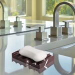 TABHOUKIT Luxury Marble Soap Dish Tray,Rectangle Stone Marble Soap Tray,Self Draining Soap Holder for Bathroom, Kitchen (Rosso Lepanto)