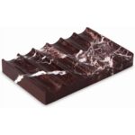 TABHOUKIT Luxury Marble Soap Dish Tray,Rectangle Stone Marble Soap Tray,Self Draining Soap Holder for Bathroom, Kitchen (Rosso Lepanto)