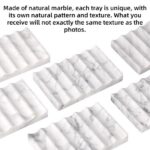 TABHOUKIT Luxury Marble Soap Dish Tray,Rectangle Stone Marble Soap Tray,Self Draining Soap Holder for Bathroom, Kitchen (Carrara White)
