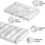 TABHOUKIT Luxury Marble Soap Dish Tray,Rectangle Stone Marble Soap Tray,Self Draining Soap Holder for Bathroom, Kitchen (Carrara White)