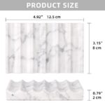 TABHOUKIT Luxury Marble Soap Dish Tray,Rectangle Stone Marble Soap Tray,Self Draining Soap Holder for Bathroom, Kitchen (Carrara White)